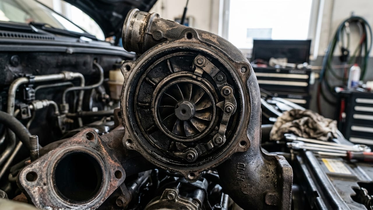Закоксованный механизм геометрии турбины 2.0 TDI